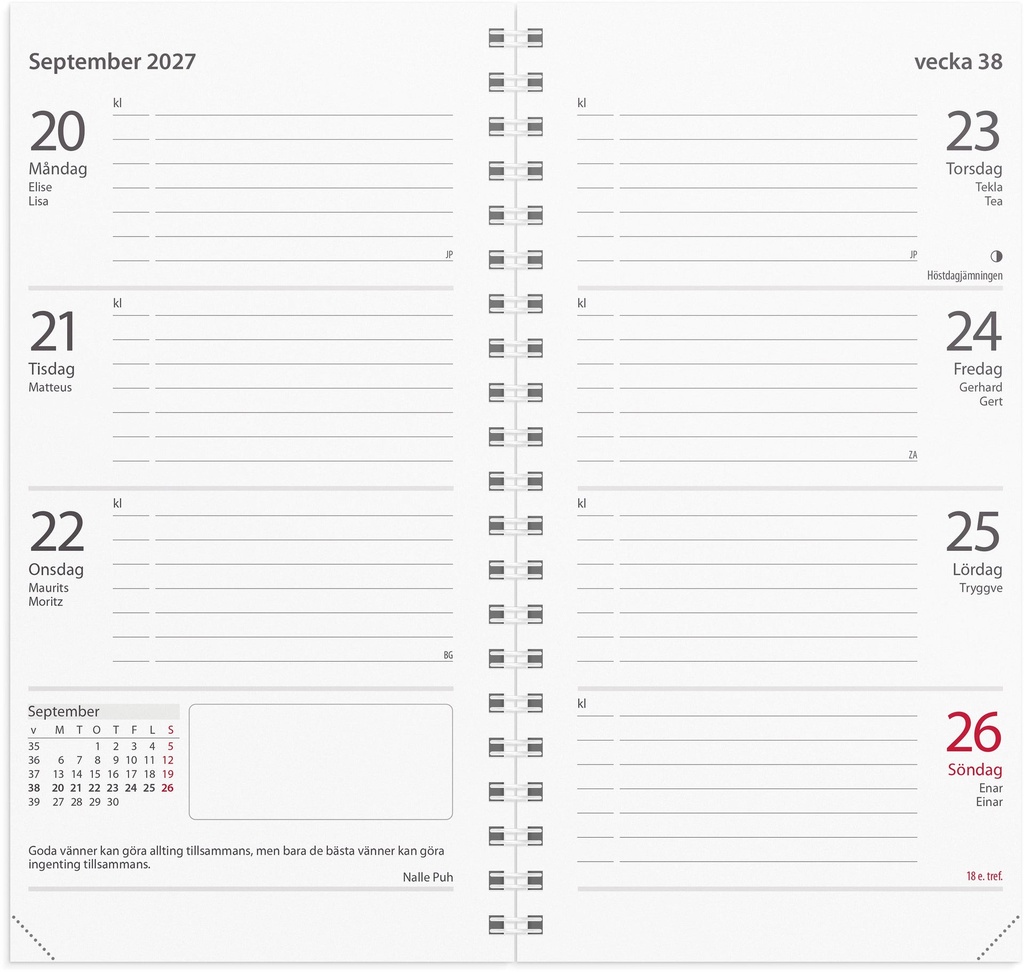 Kalender 2027 Master refill Burde