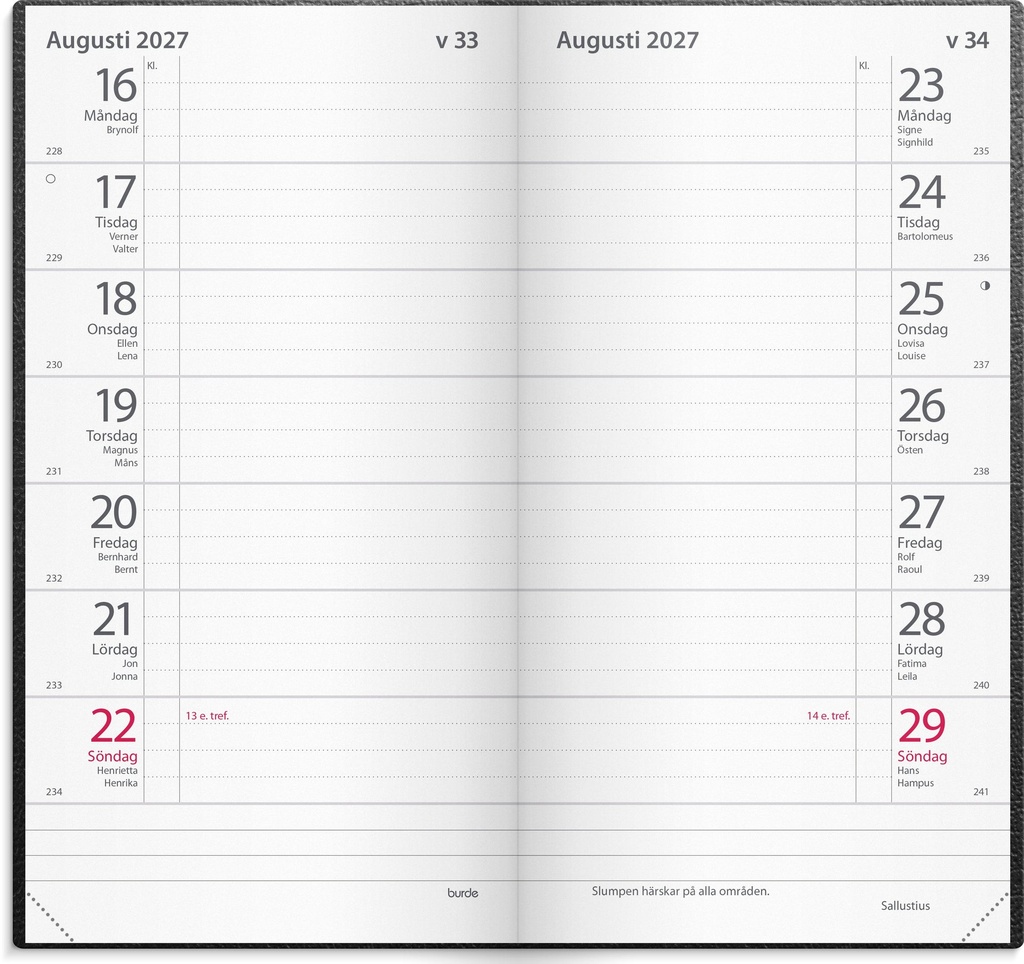 Kalender 2027 Plano Burde