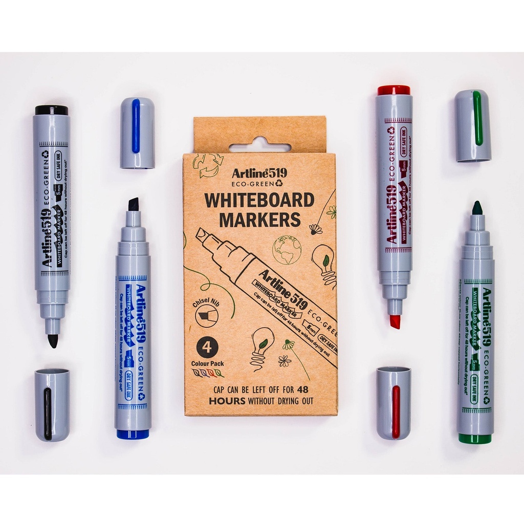 Whiteboardpenna Artline 519 Eco-Green snedskuren 4 set