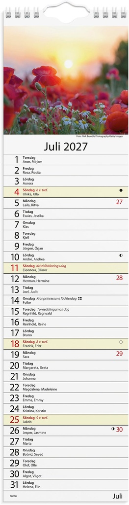 Väggkalender 2027 Lilla Hemkalendern Burde