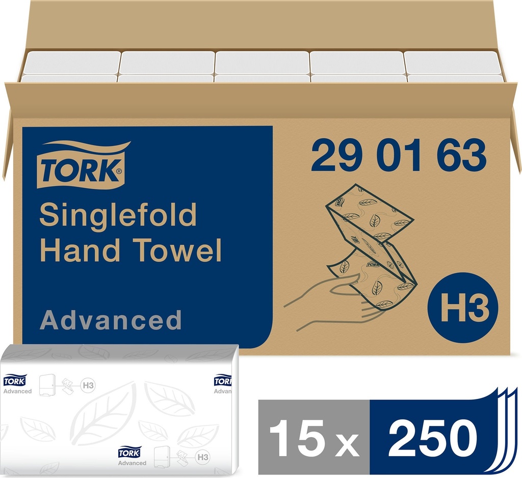 Pappershandduk Tork Singlefold H3 3750 st/krt