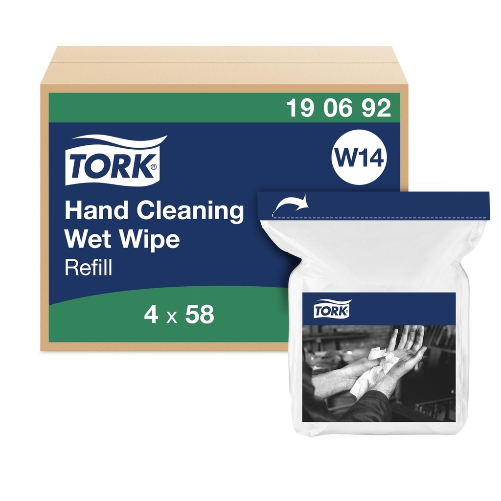 Våtdukar för handrengöring refill Tork W14 58-pack