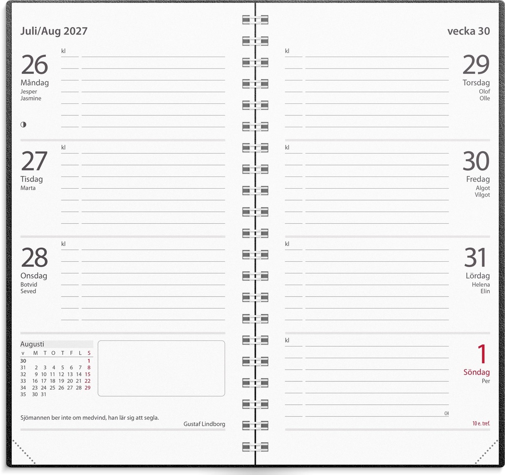 Kalender 2027 Master svart konstläder Burde