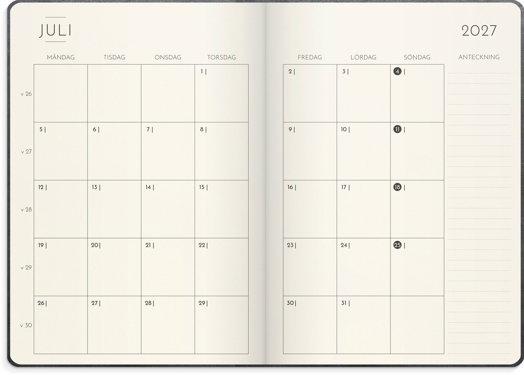 Kalender 2027 Weekly Deluxe Burde