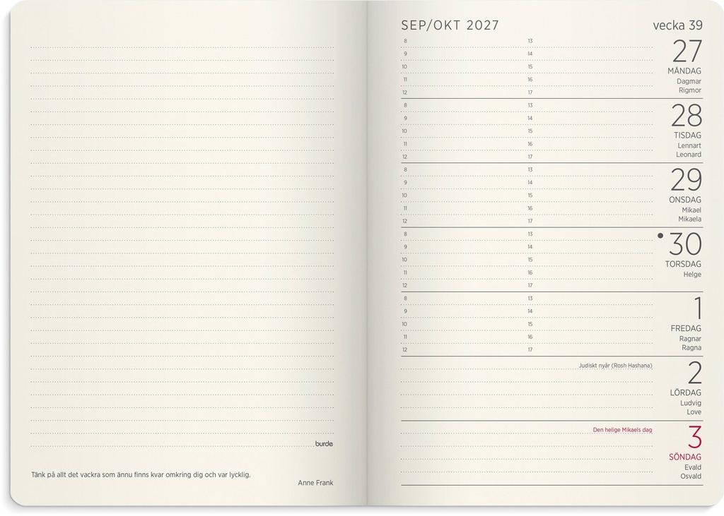 Liten Veckokalender Forma Deluxe 2027 Burde