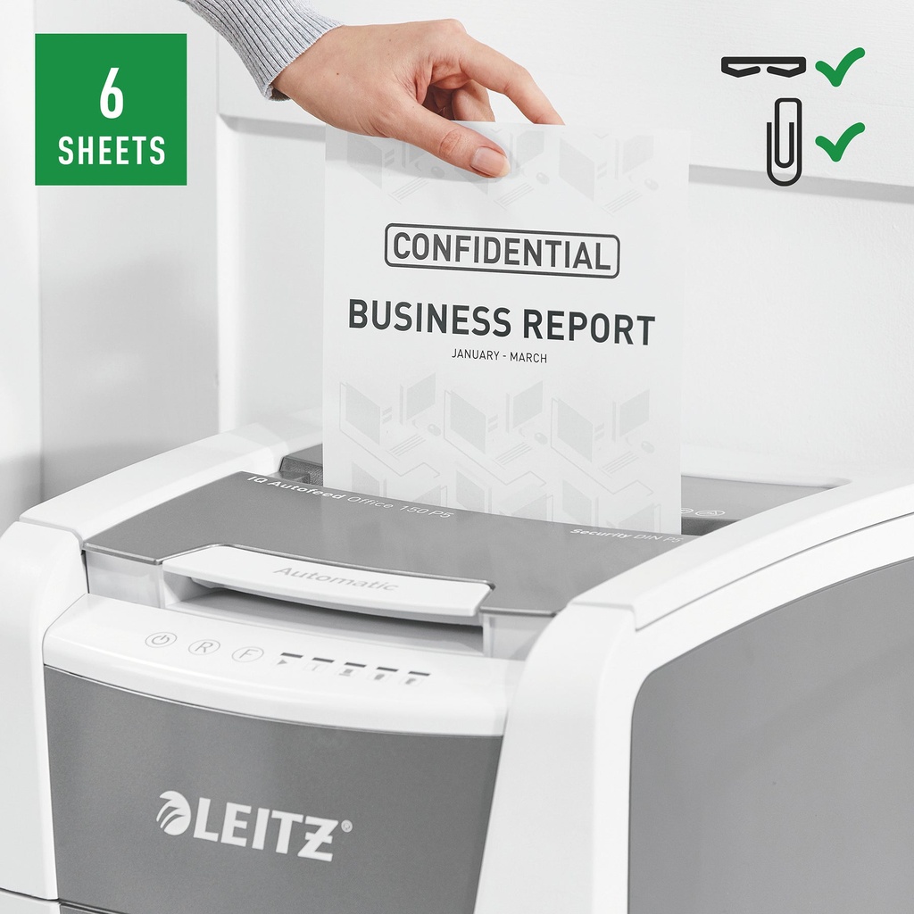 Dokumentförstörare Leitz IQ Autofeed Office 150 Automatisk P5