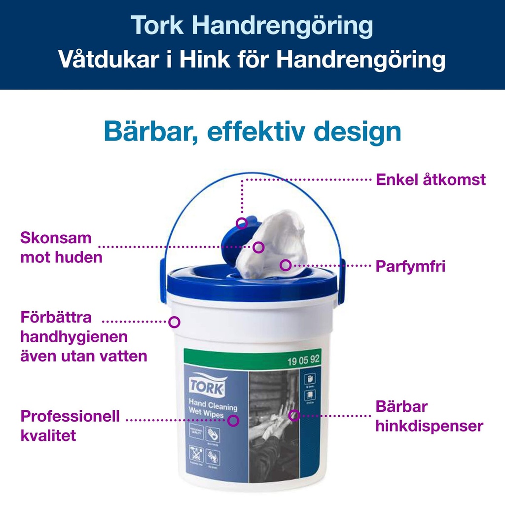 Våtdukar Handrengöring Premium Tork W14 i hink
