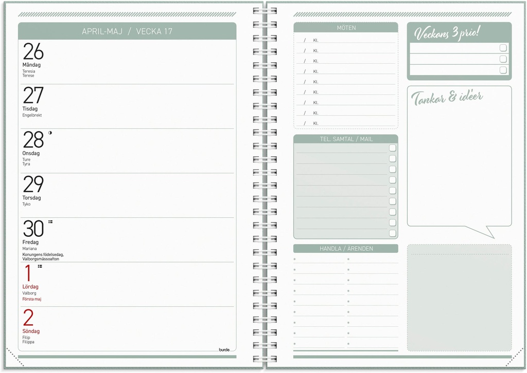 Kalender Få det gjort 2027 grön Burde