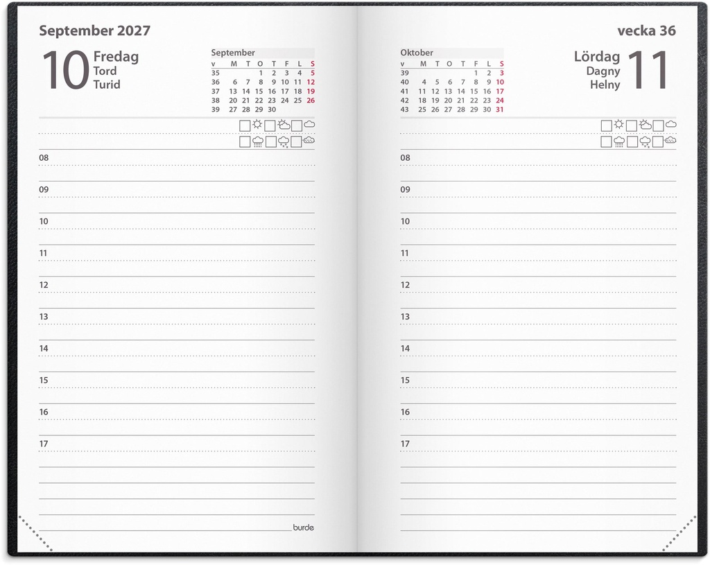 Lilla Agendan 2027 svart konstläder Burde