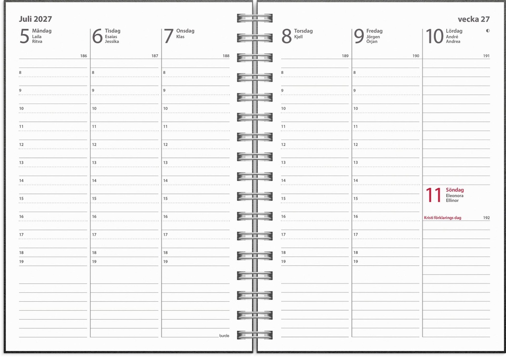 Kalender Weekly A6 2027 Eco Line Burde