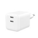 Laddare 220V 2xUSB-C PD/PPS 65W GaN vit