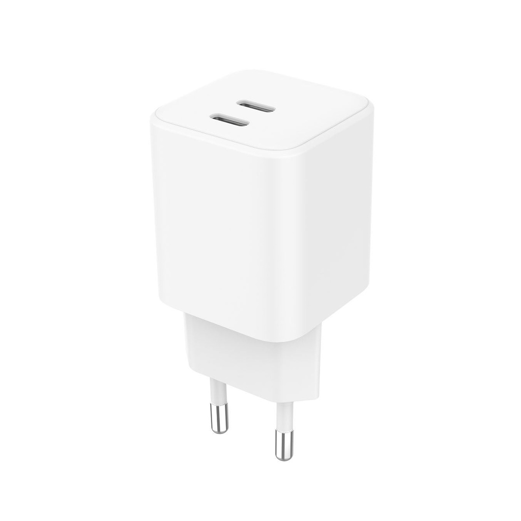 Laddare 220V 2xUSB-C PD/PPS 65W GaN vit