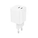 Laddare 220V 2xUSB-C PD/PPS 65W GaN vit