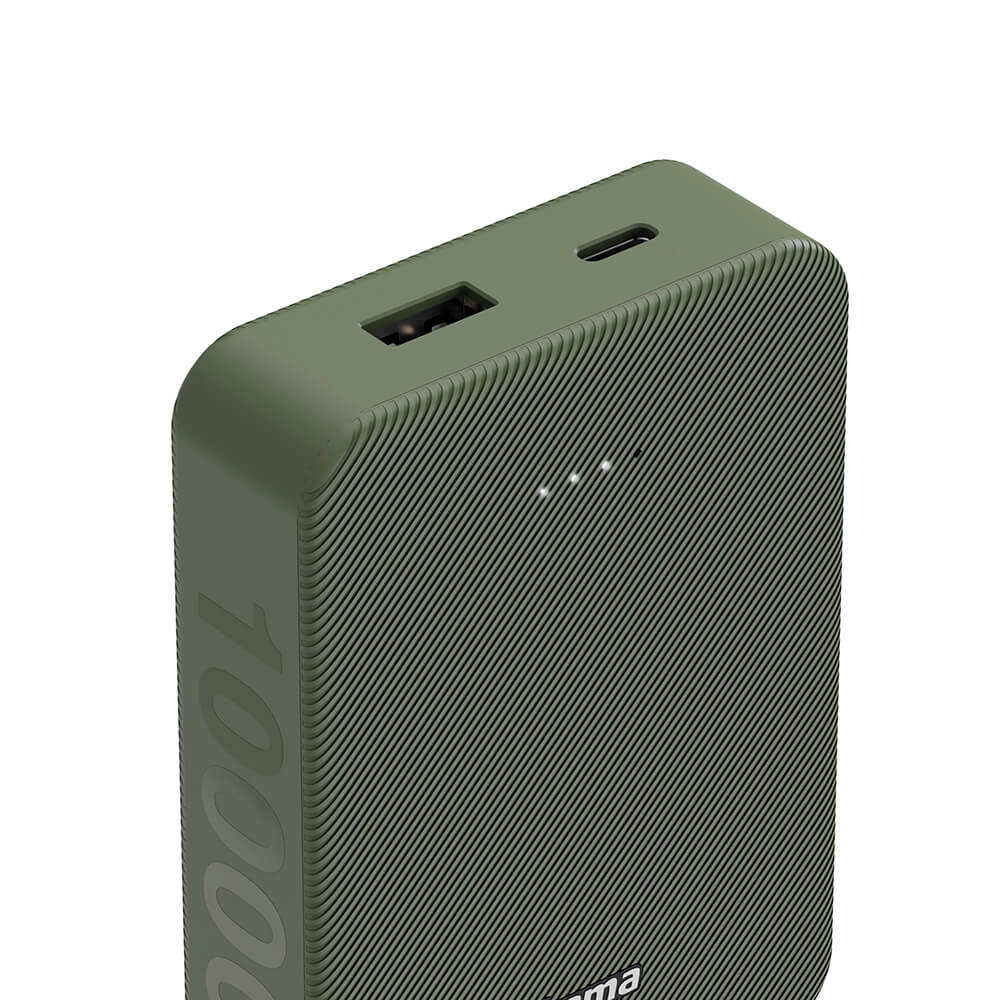 Powerbank 10000mAh USB-C+A Grön