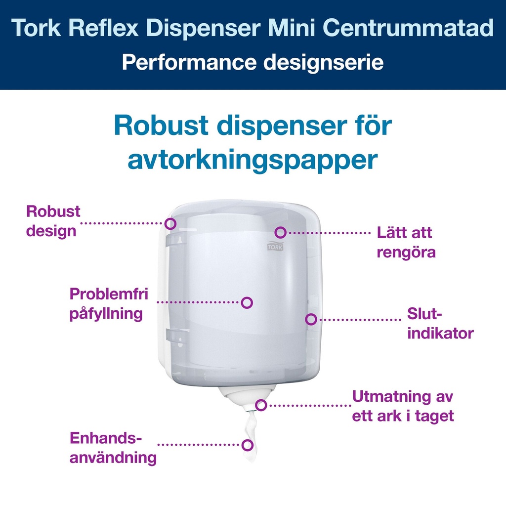 Dispenser Tork Reflex M4 Centrummatad Vit
