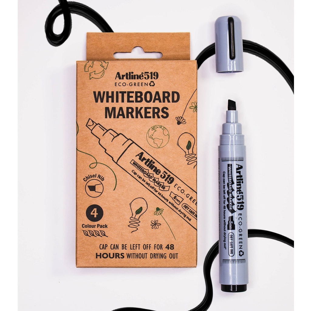 Whiteboardpenna Artline 519 Eco-Green snedskuren blå