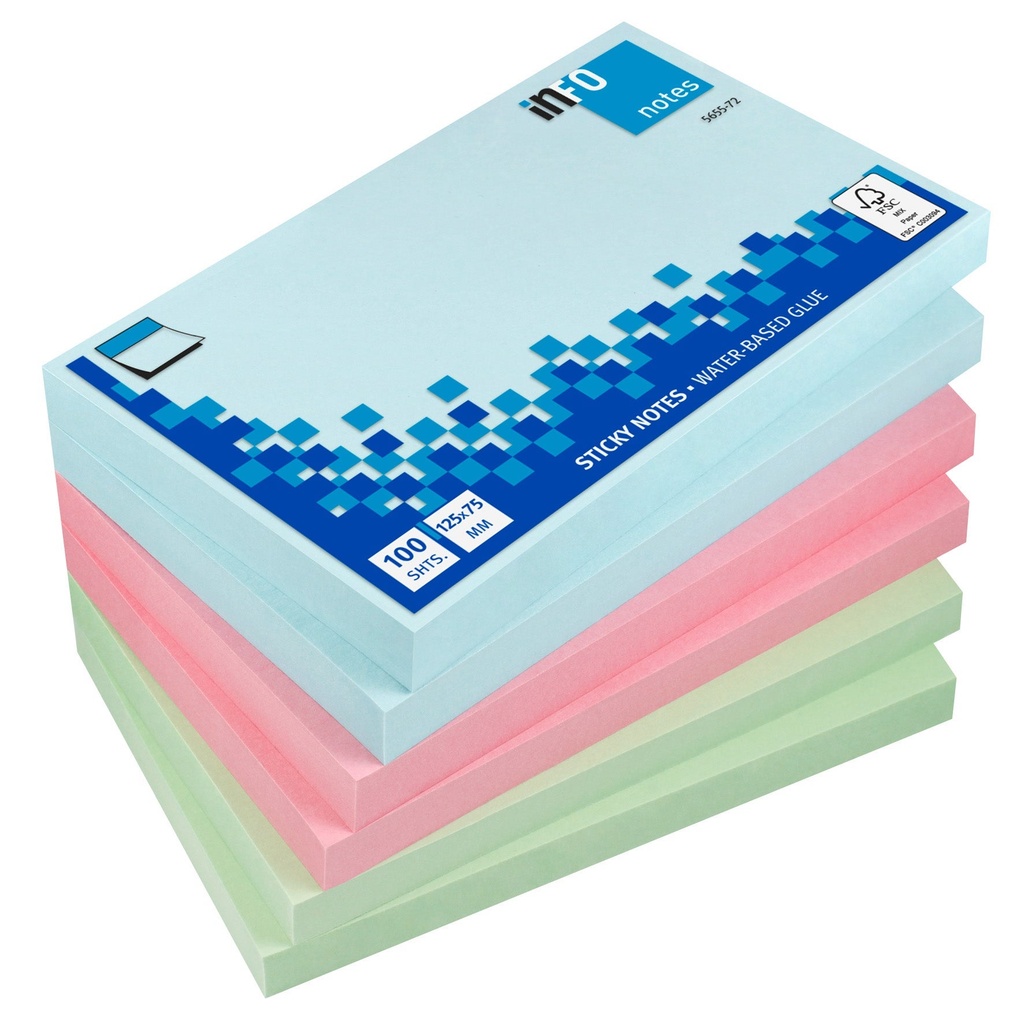 Notisblock Info Inspiration 75x125 mm pastell 6-pack