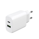 Laddare 1xUSB-C + 1xUSB-A PD/PPS 30W + 18W QC vit