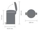 Pedalhink NI matt stål 12 liter