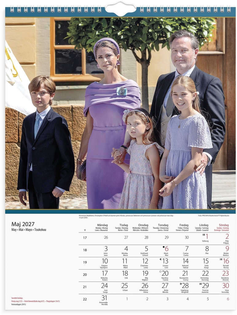 Väggkalender Kungafamiljen 2027 Burde