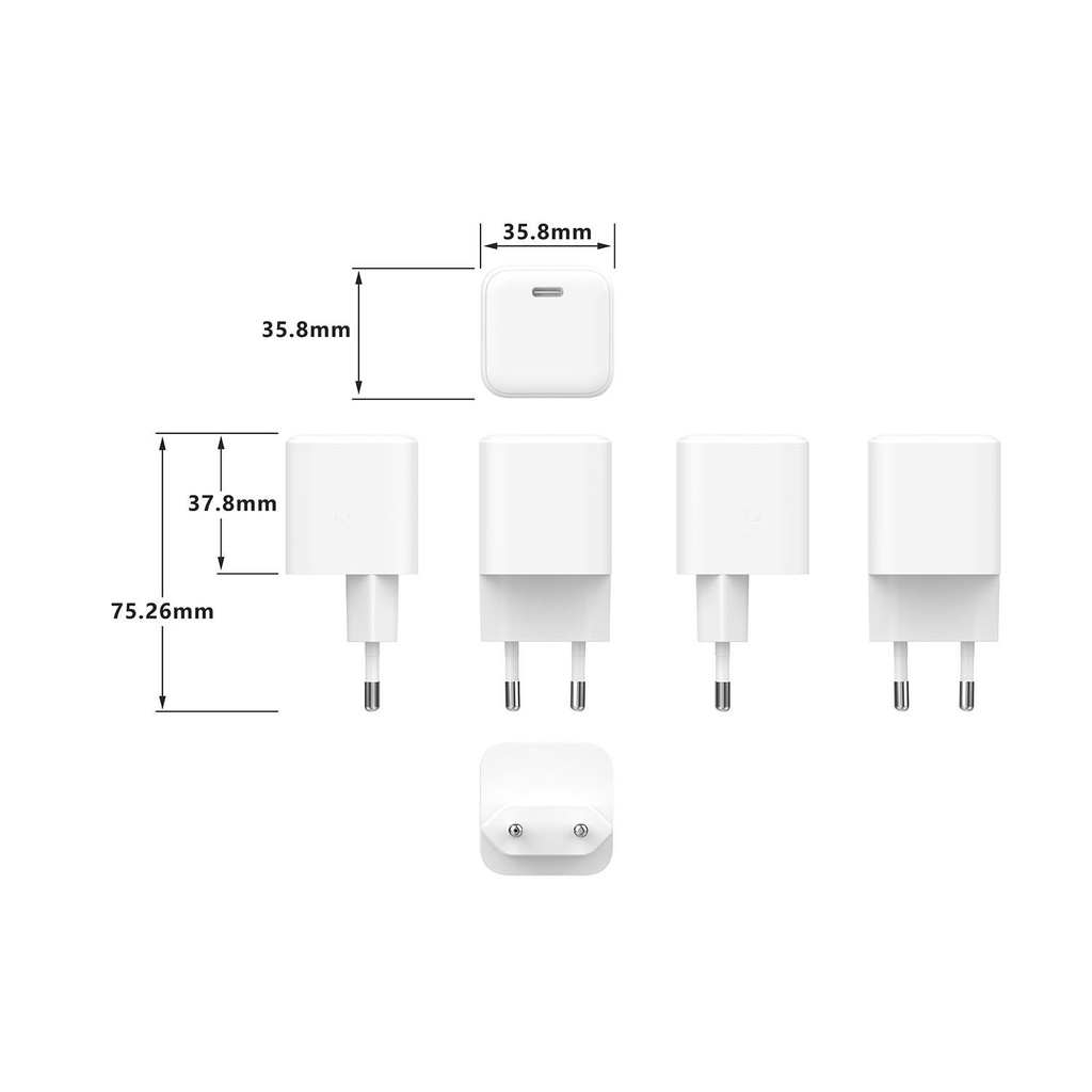 Laddare 220V 1xUSB-C PD/PPS 45W GaN vit