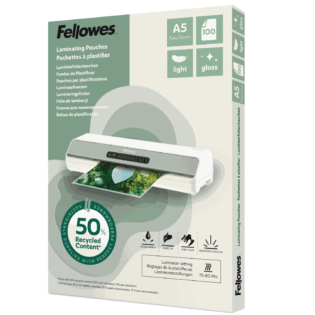 Lamineringsfickor Recycled A5 blank 100-pack