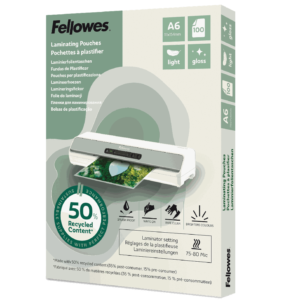 Lamineringsfickor Recycled A6 blank 100-pack