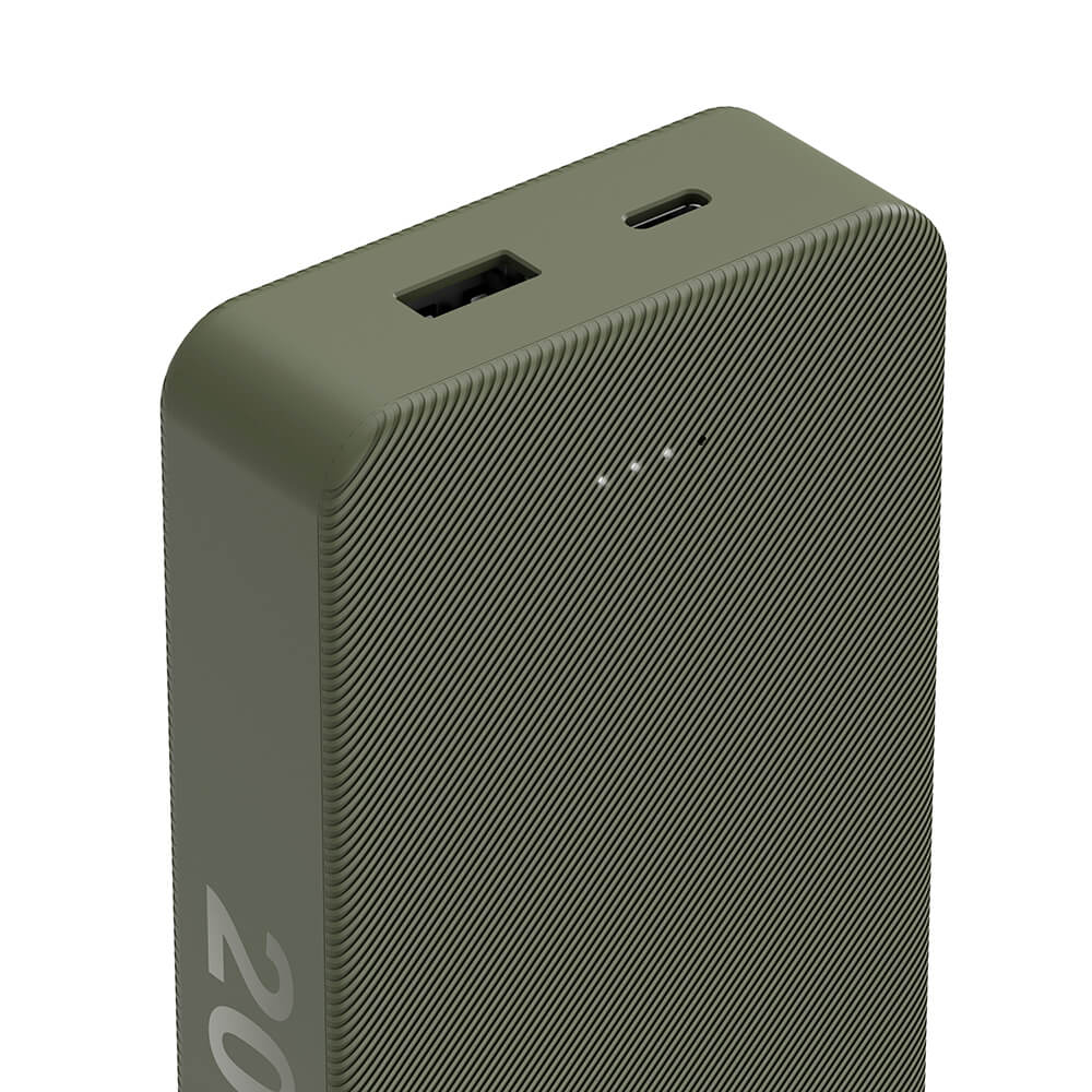 Powerbank 20000mAh USB-C+A Grön
