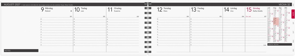 Stor Plankalender Elegant 2027 Burde