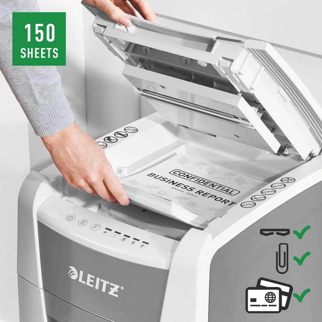 Dokumentförstörare Leitz IQ Auto 150 P4 Vit