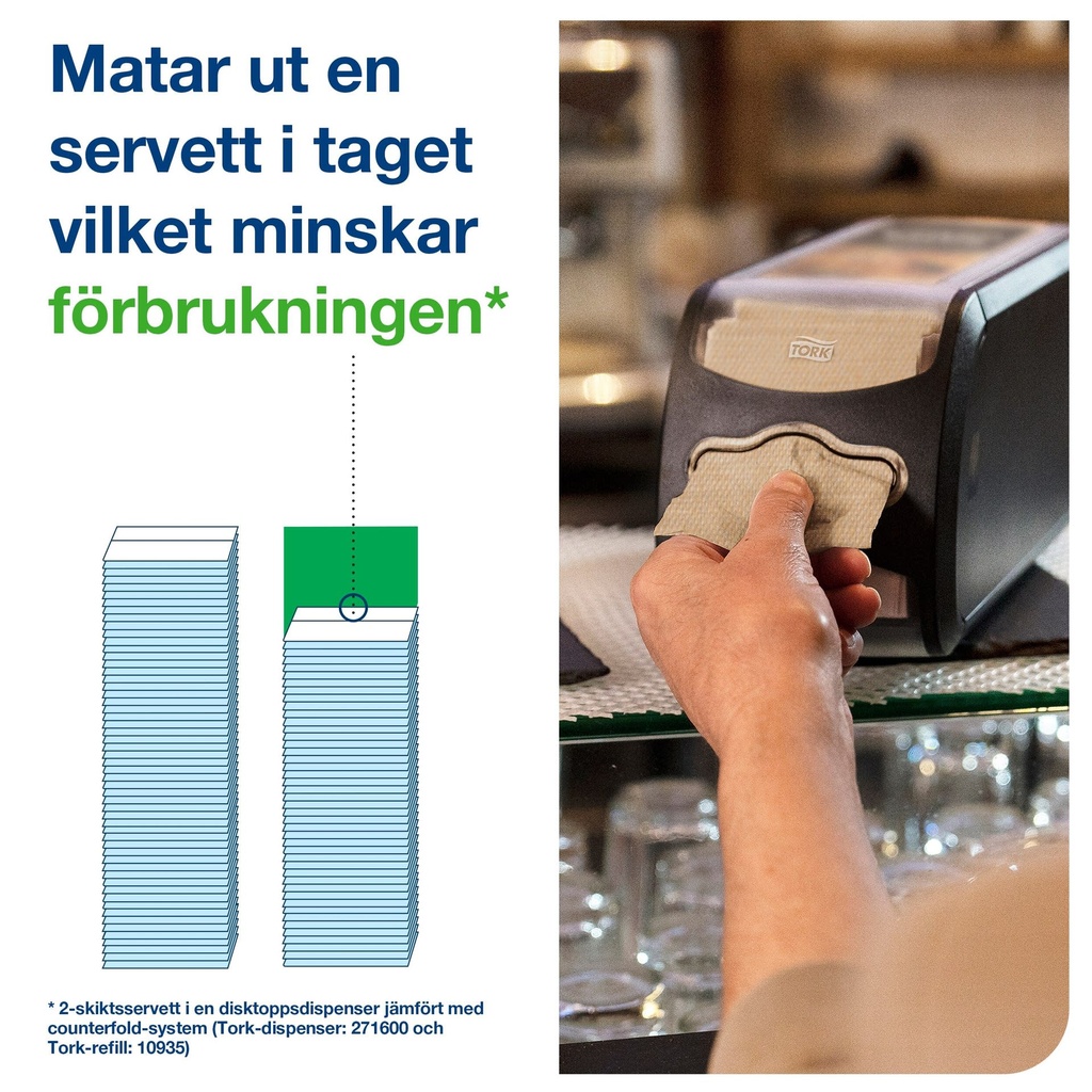 Dispenserservett Tork N14 2-lag natur 6x720 st