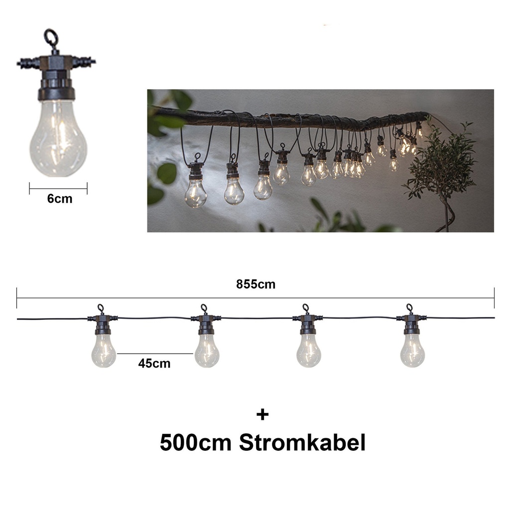Ljusslinga Circus 20 LED 8,6 m svart