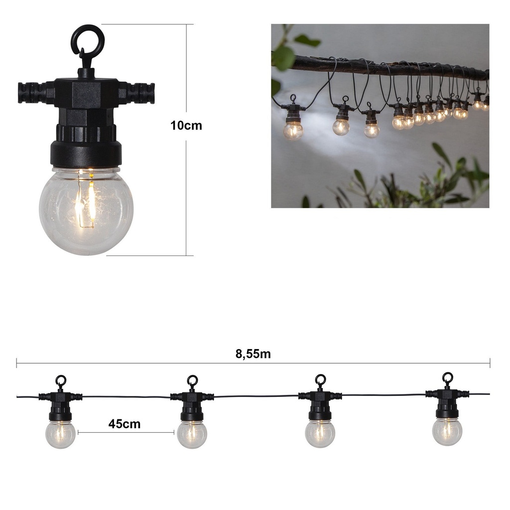 Ljusslinga Circus Small 20 LED 8,6 m svart