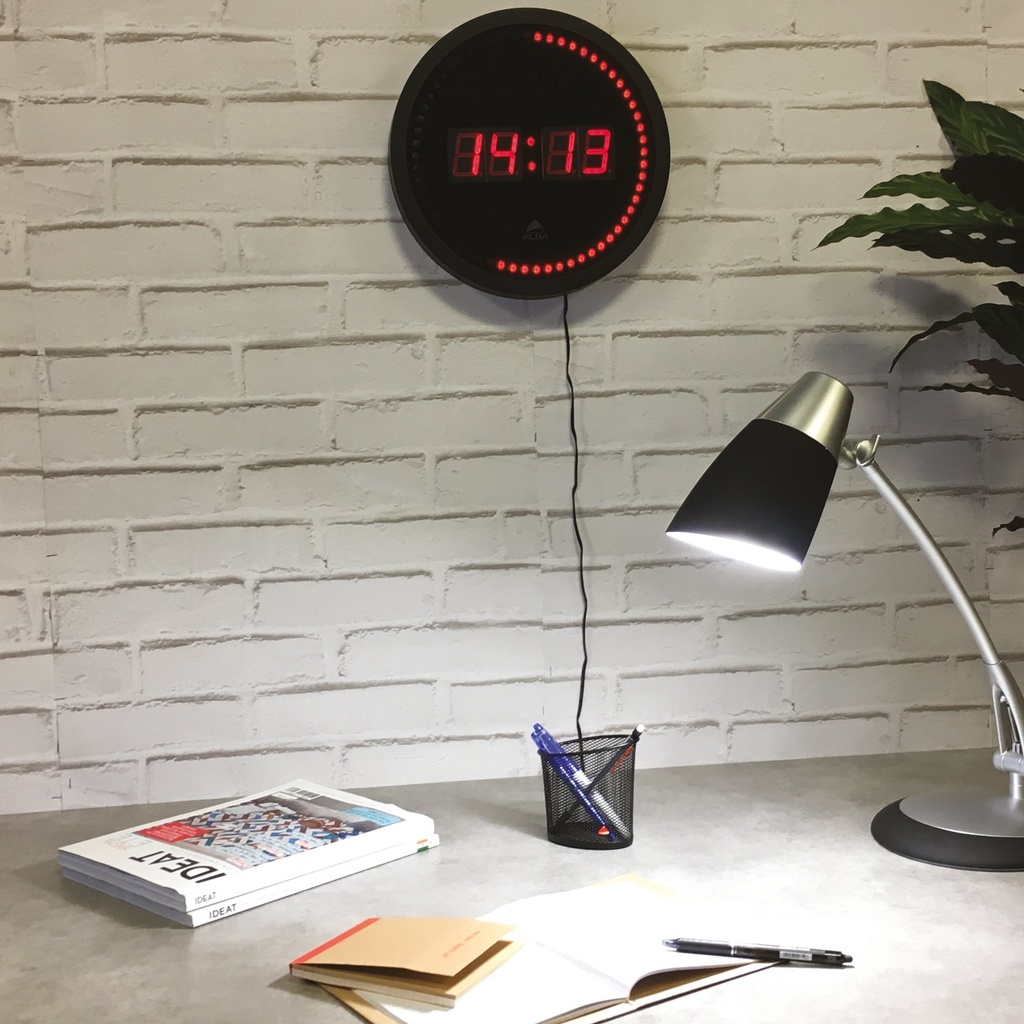Väggklocka LED Ø 30 cm svart/röd