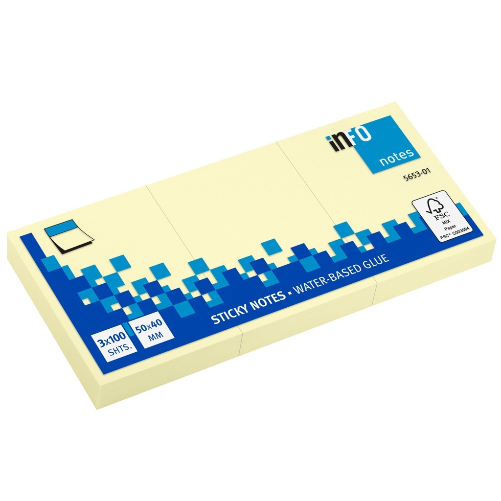 Notis Info Sticky Note 50x40 mm 12-pack gul