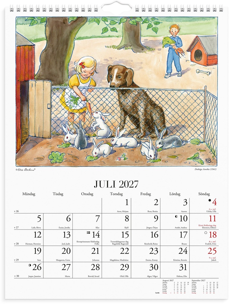 Väggkalender Elsa Beskow 2027 Burde
