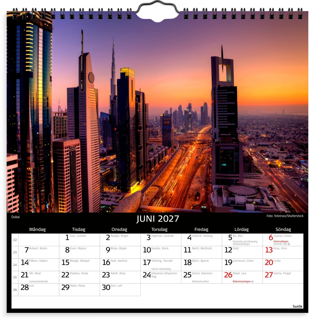 Väggkalender Skylines 2027 Burde