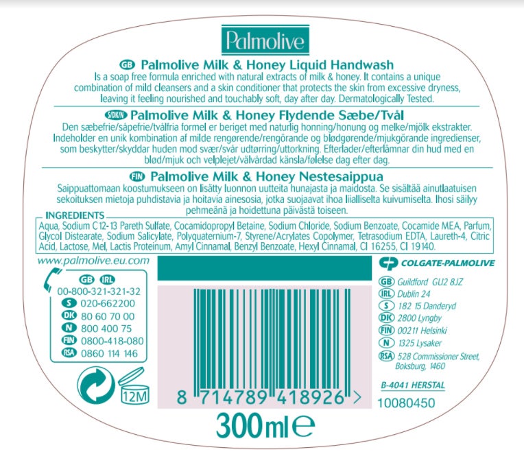 Tvål Palmolive Milk&Honey 300 ml