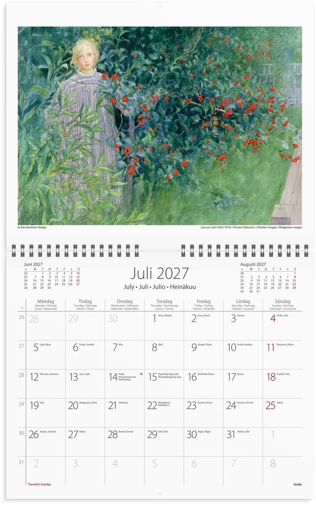 Väggkalender 2027 Carl Larsson Burde