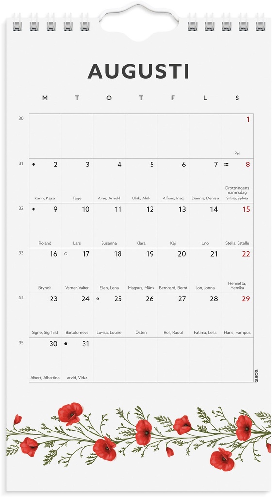 Väggkalender 2027 Mini Duo Burde