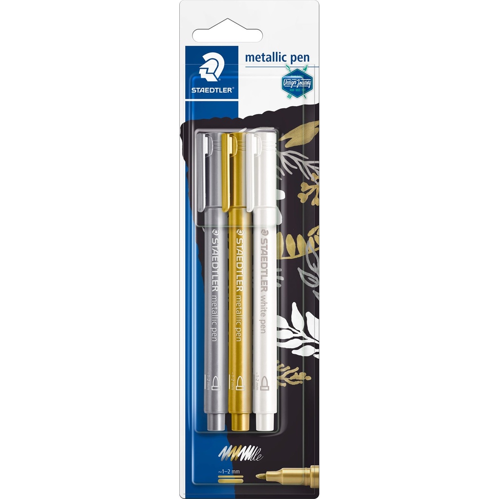 Fiberpenna Staedtler 8323 Guld/Silver/Vit 3 st/fp