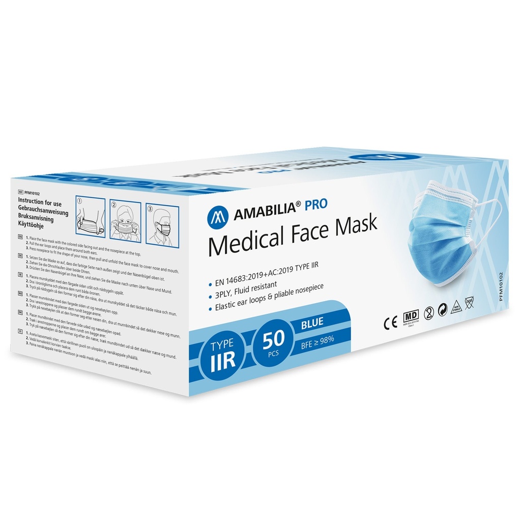 Munskydd IIR Amabilia Pro 50-pack blå