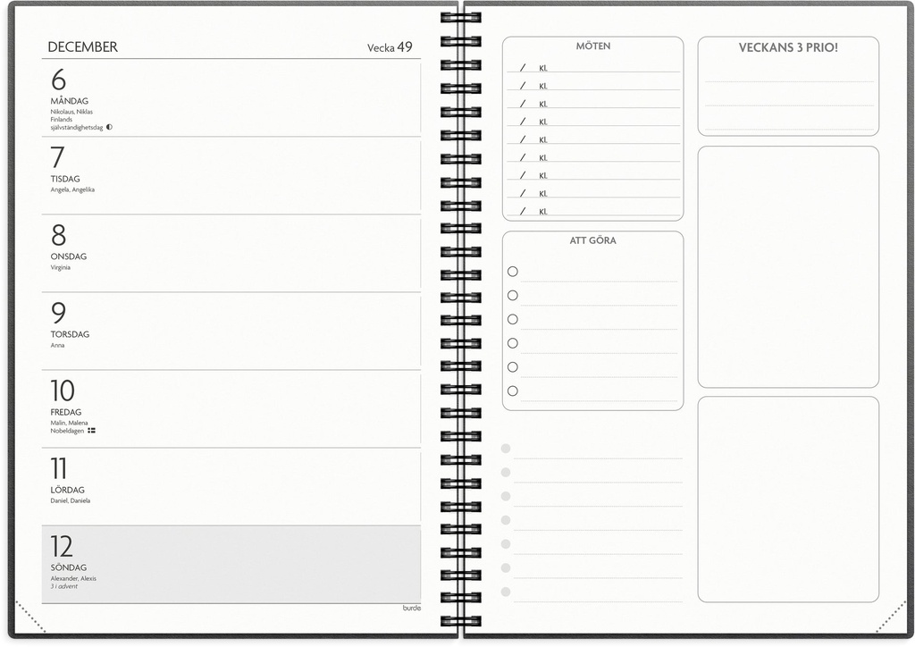 Kalender Få det gjort 2027 svart Burde