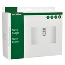 Namnskylt 91x57 mm klämma och nål 50-pack