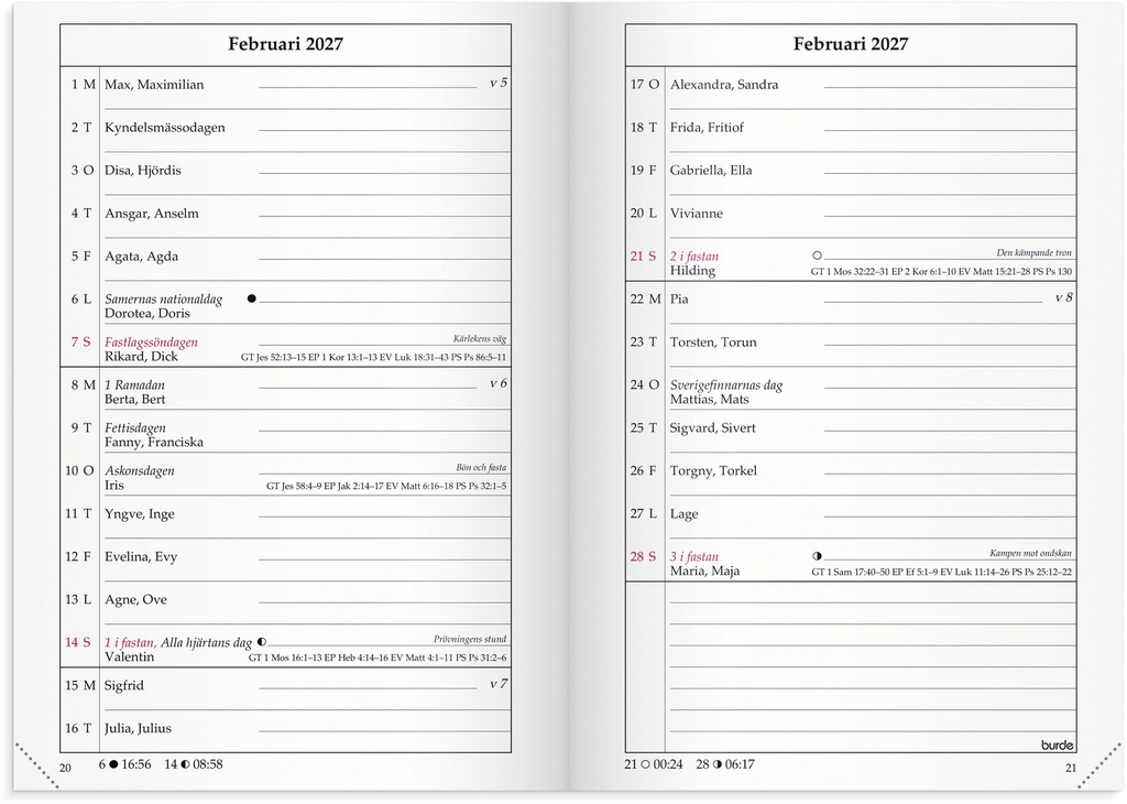 Sveriges Almanacka 2027 Burde