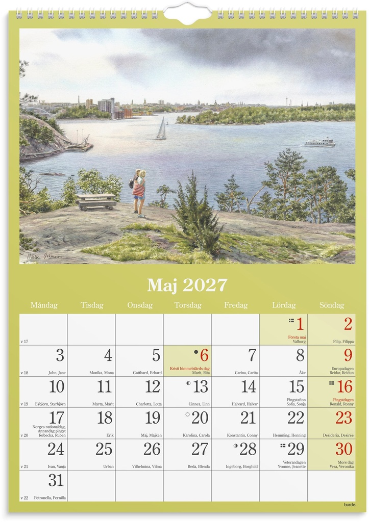 Väggkalender 2027 Klassiska Sverige Burde