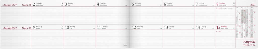 Tvåveckors Plankalender 2027 Burde
