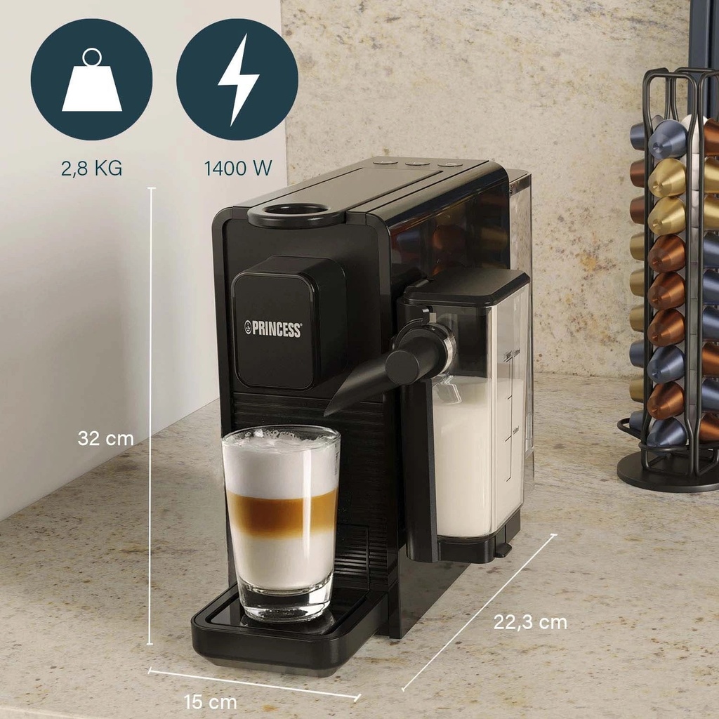 Kapselmaskin Princess Latte Pro Nespresso-kompatibel 20 bar