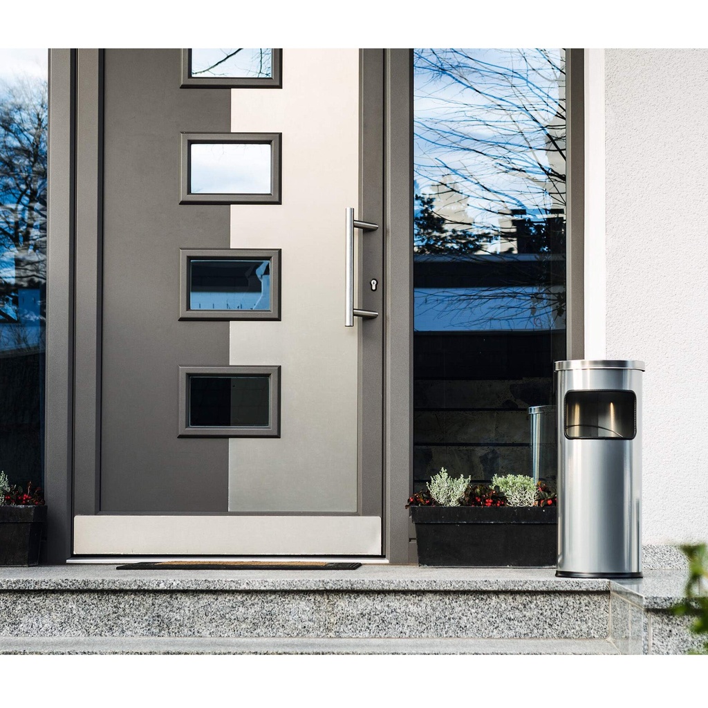 Papperskorg med askkopp 17 liter Safe silver