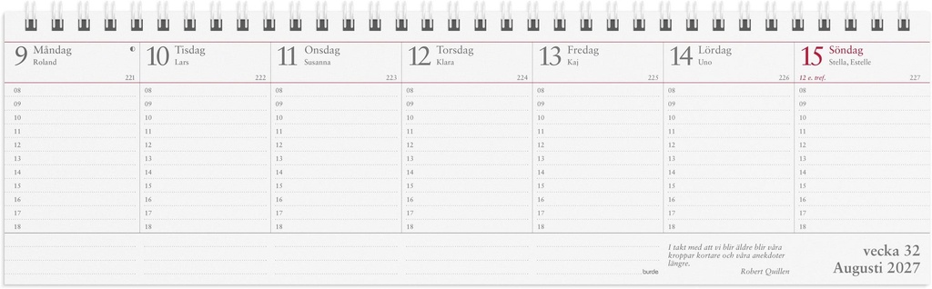 Veckoalmanackan 2027 Burde